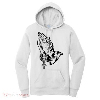 Pray Praying Hands Rosary Cross Women's Hoodie