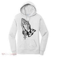 Pray Praying Hands Rosary Cross Women's Hoodie thumb 0