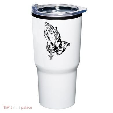 Pray Praying Hands Rosary Cross Tumbler