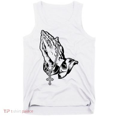 Pray Praying Hands Rosary Cross Tank Top
