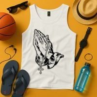 Pray Praying Hands Rosary Cross Tank Top thumb 4