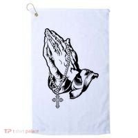 Pray Praying Hands Rosary Cross Golf Towel thumb 0