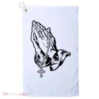 Pray Praying Hands Rosary Cross Golf Towel thumb 0