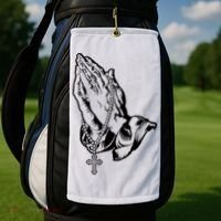 Pray Praying Hands Rosary Cross Golf Towel thumb 2
