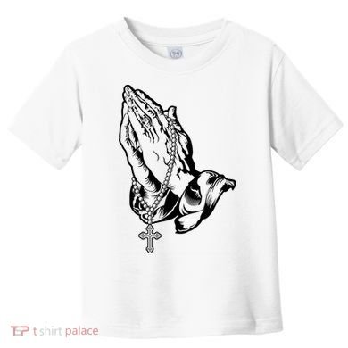 Pray Praying Hands Rosary Cross Toddler T-Shirt