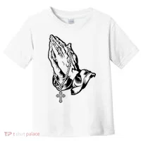 Pray Praying Hands Rosary Cross Toddler T-Shirt thumb 0