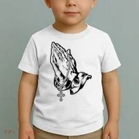 Pray Praying Hands Rosary Cross Toddler T-Shirt thumb 2