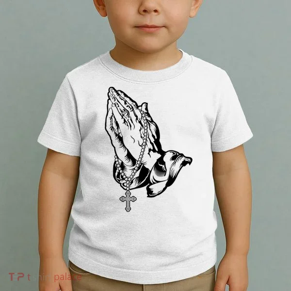 Pray Praying Hands Rosary Cross Toddler T-Shirt