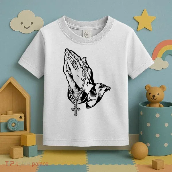 Pray Praying Hands Rosary Cross Toddler T-Shirt