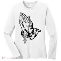 Pray Praying Hands Rosary Cross Women's Long Sleeve Shirt thumb 0