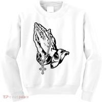 Pray Praying Hands Rosary Cross Kids Sweatshirt thumb 0
