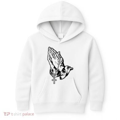 Pray Praying Hands Rosary Cross Kids Hoodie