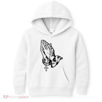 Pray Praying Hands Rosary Cross Kids Hoodie thumb 0