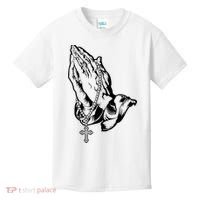 Pray Praying Hands Rosary Cross Kids T-Shirt thumb 0