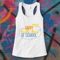Paper Plane Happy Last Day Of School Women's Tank Top thumb 3