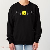 Pickleball Player Heartbeat EKG Pulse Whiffle Ball Game Women's Sweatshirt thumb 0
