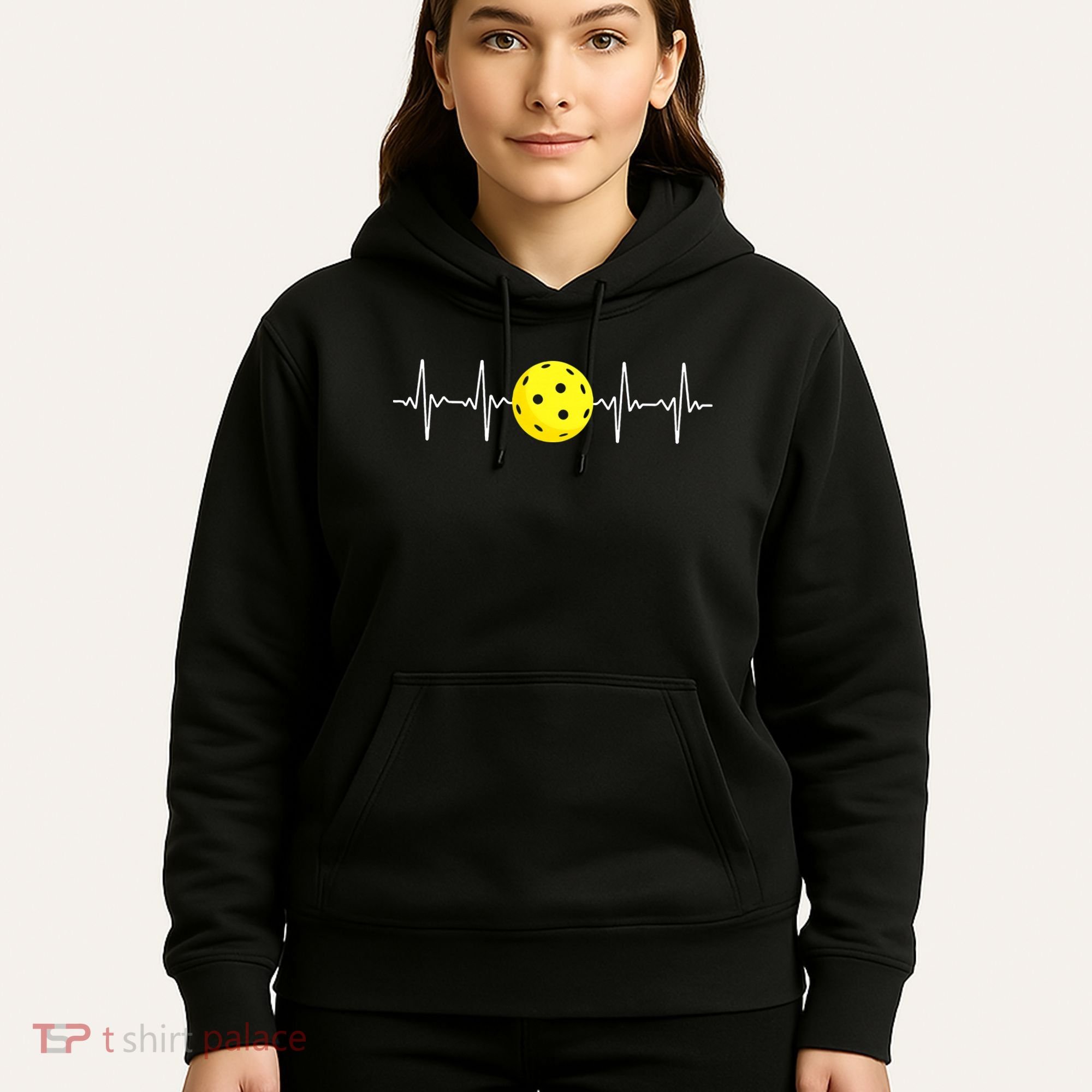 Pickleball Player Heartbeat EKG Pulse Whiffle Ball Game Hoodie
