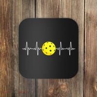 Pickleball Player Heartbeat EKG Pulse Whiffle Ball Game Coaster thumb 0