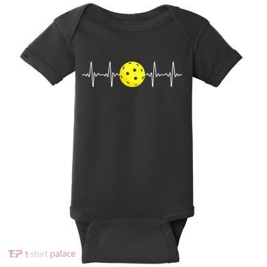 Pickleball Player Heartbeat EKG Pulse Whiffle Ball Game Baby Bodysuit