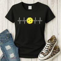 Pickleball Player Heartbeat EKG Pulse Whiffle Ball Game Women's T-Shirt thumb 3