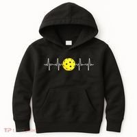 Pickleball Player Heartbeat EKG Pulse Whiffle Ball Game Kids Hoodie thumb 0