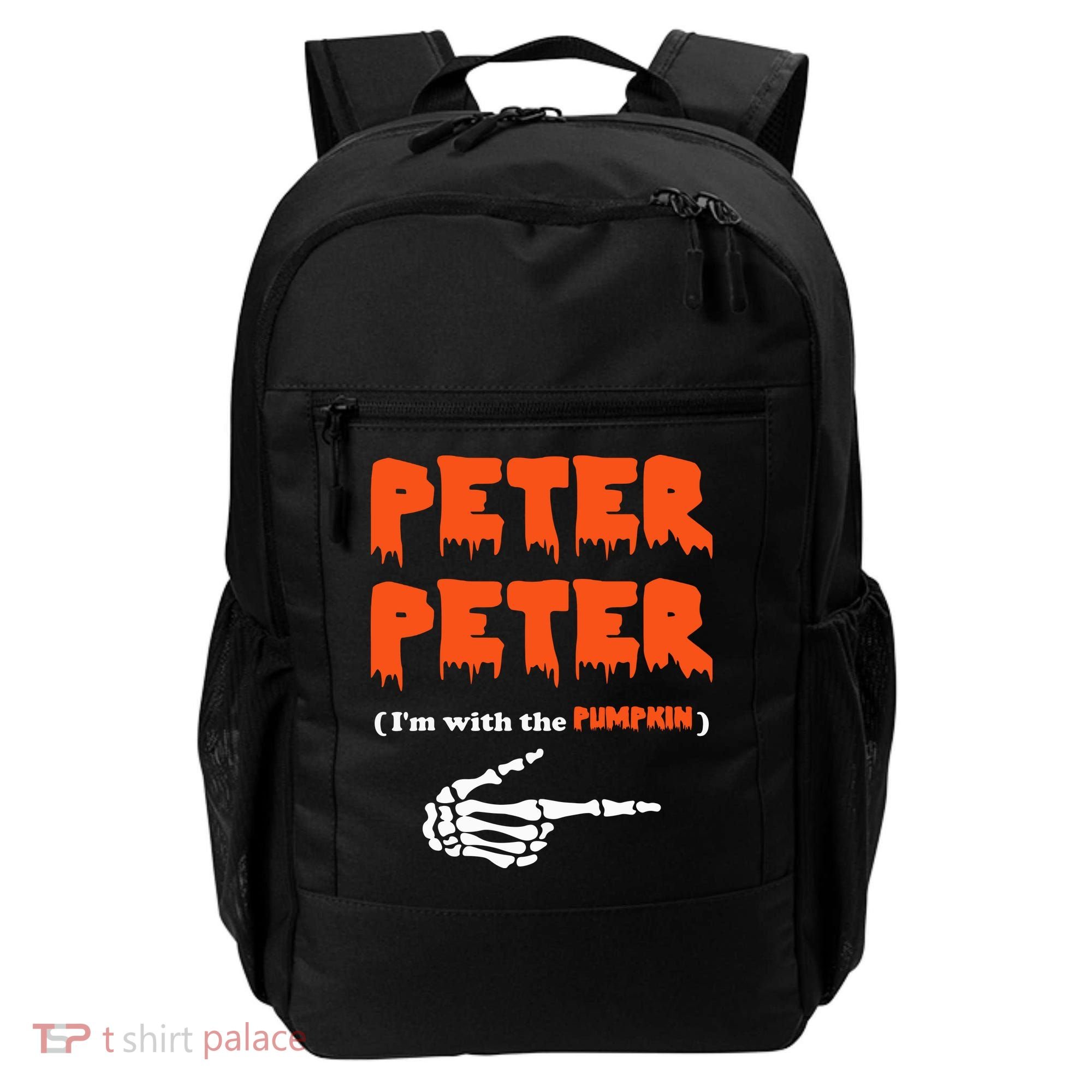 Peter Peter I'm With The Pumpkin Skeleton Halloween Backpack