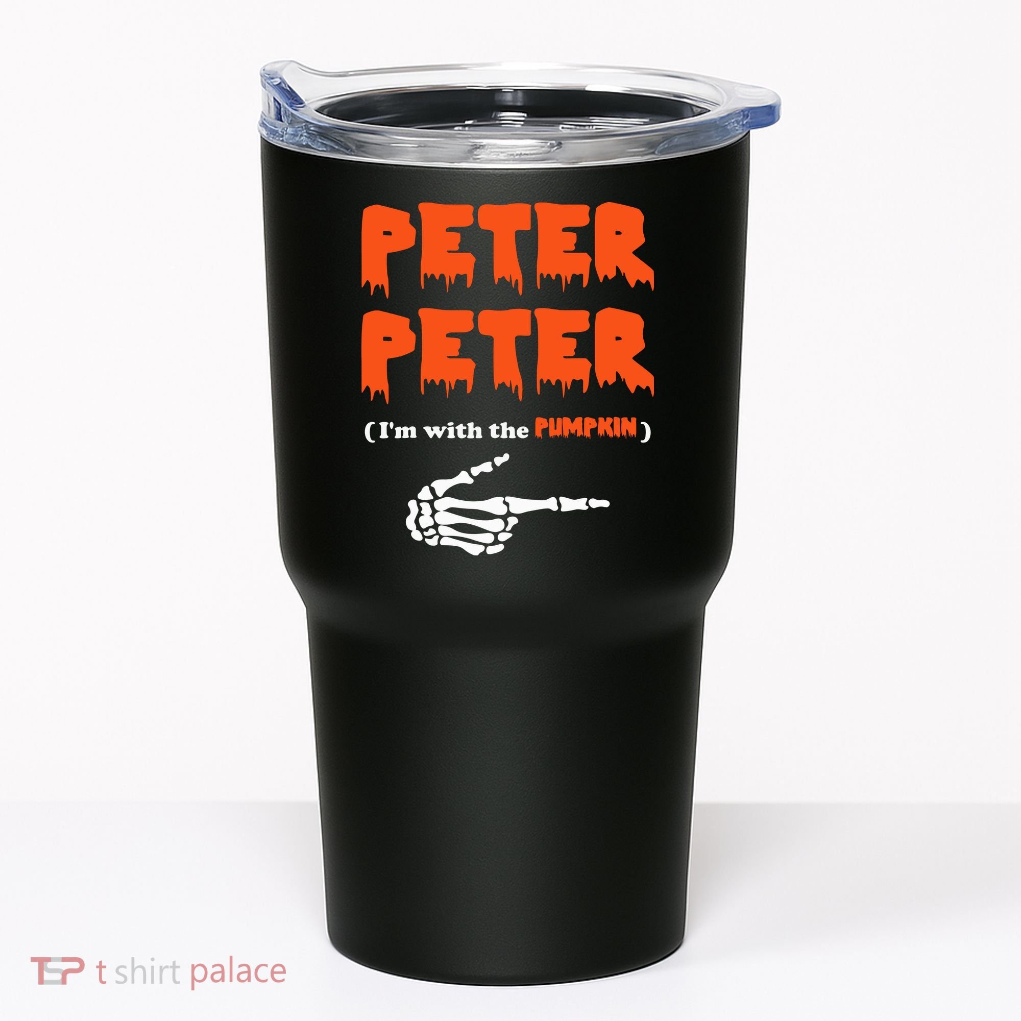 Peter Peter I'm With The Pumpkin Skeleton Halloween Tumbler