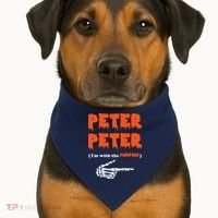 Peter Peter I'm With The Pumpkin Skeleton Halloween USA-Made Doggie Bandana thumb 1