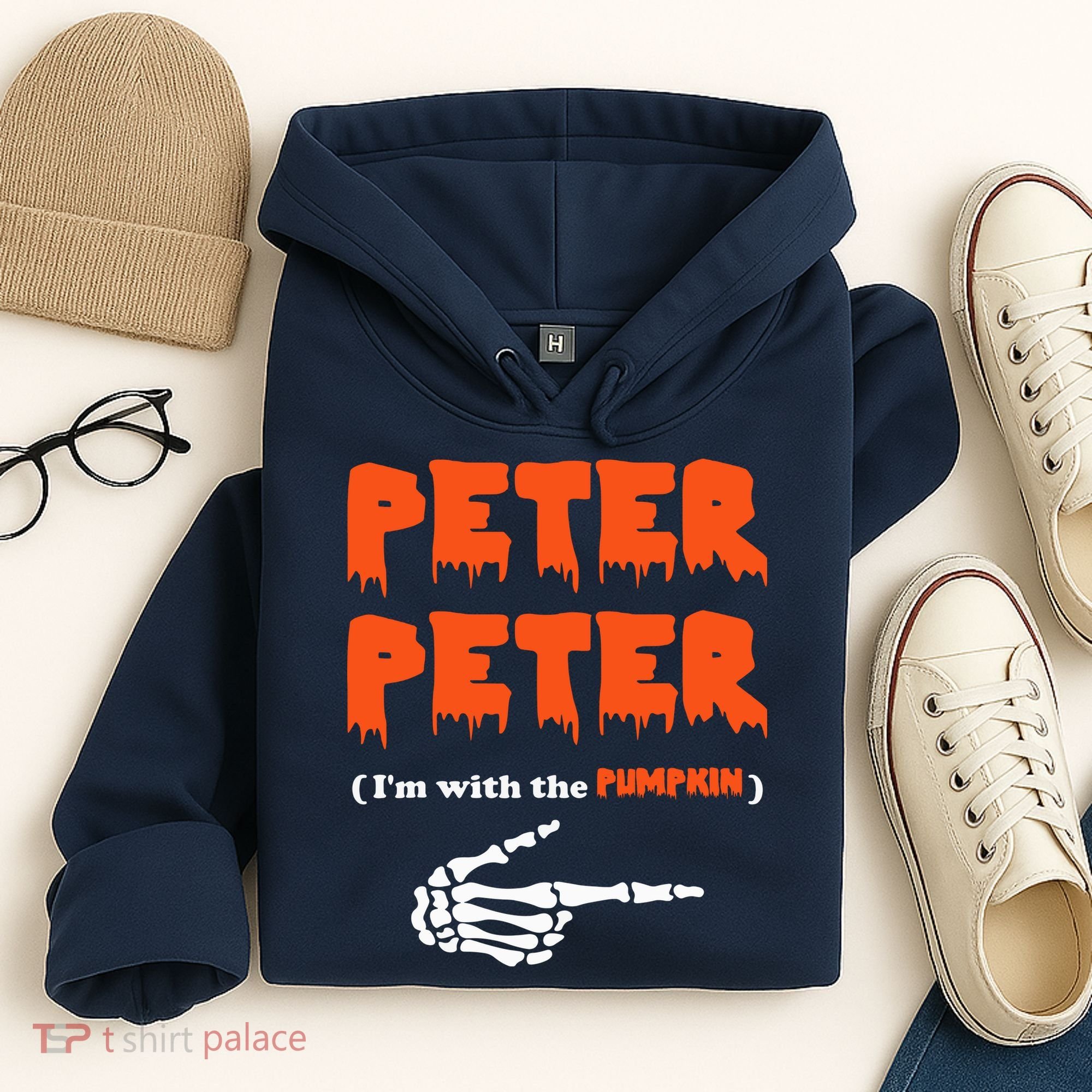 Peter Peter I'm With The Pumpkin Skeleton Halloween Hoodie