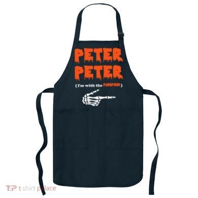 Peter Peter I'm With The Pumpkin Skeleton Halloween Apron
