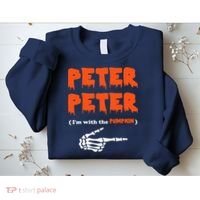Peter Peter I'm With The Pumpkin Skeleton Halloween Sweatshirt thumb 2