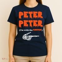 Peter Peter I'm With The Pumpkin Skeleton Halloween T-Shirt thumb 4