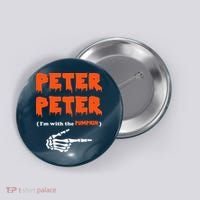 Peter Peter I'm With The Pumpkin Skeleton Halloween Button thumb 0
