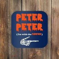 Peter Peter I'm With The Pumpkin Skeleton Halloween Coaster thumb 0