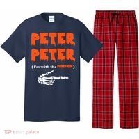 Peter Peter I'm With The Pumpkin Skeleton Halloween Pajama Set thumb 0