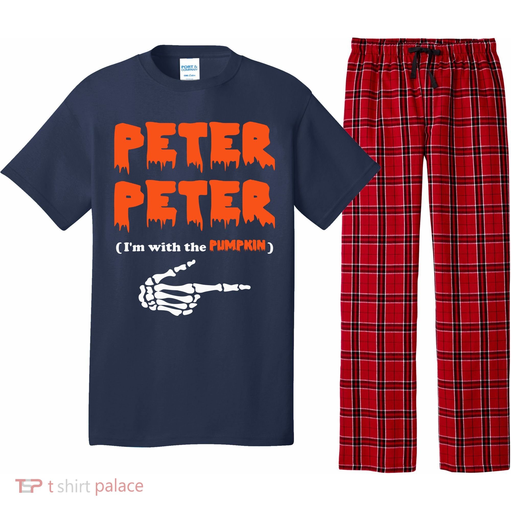 Peter Peter I'm With The Pumpkin Skeleton Halloween Pajama Set