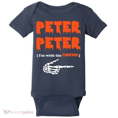 Peter Peter I'm With The Pumpkin Skeleton Halloween Baby Bodysuit