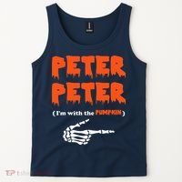 Peter Peter I'm With The Pumpkin Skeleton Halloween Tank Top thumb 2