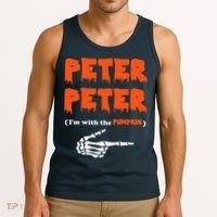 Peter Peter I'm With The Pumpkin Skeleton Halloween Tank Top thumb 3
