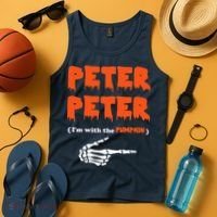 Peter Peter I'm With The Pumpkin Skeleton Halloween Tank Top thumb 4
