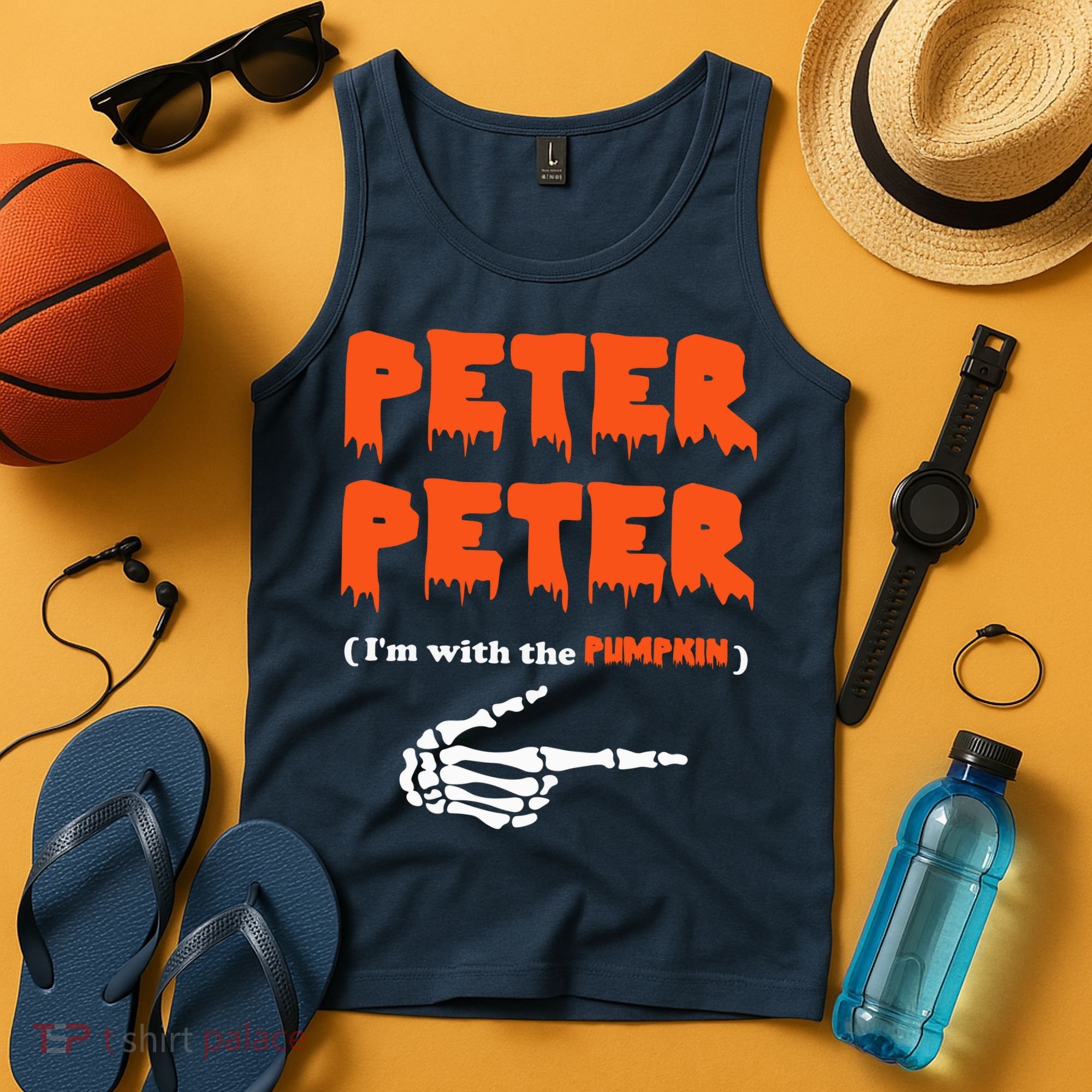 Peter Peter I'm With The Pumpkin Skeleton Halloween Tank Top