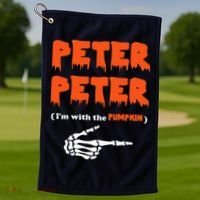 Peter Peter I'm With The Pumpkin Skeleton Halloween Golf Towel thumb 1