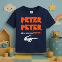 Peter Peter I'm With The Pumpkin Skeleton Halloween Toddler T-Shirt thumb 3