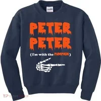Peter Peter I'm With The Pumpkin Skeleton Halloween Kids Sweatshirt thumb 0
