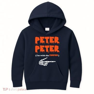 Peter Peter I'm With The Pumpkin Skeleton Halloween Kids Hoodie