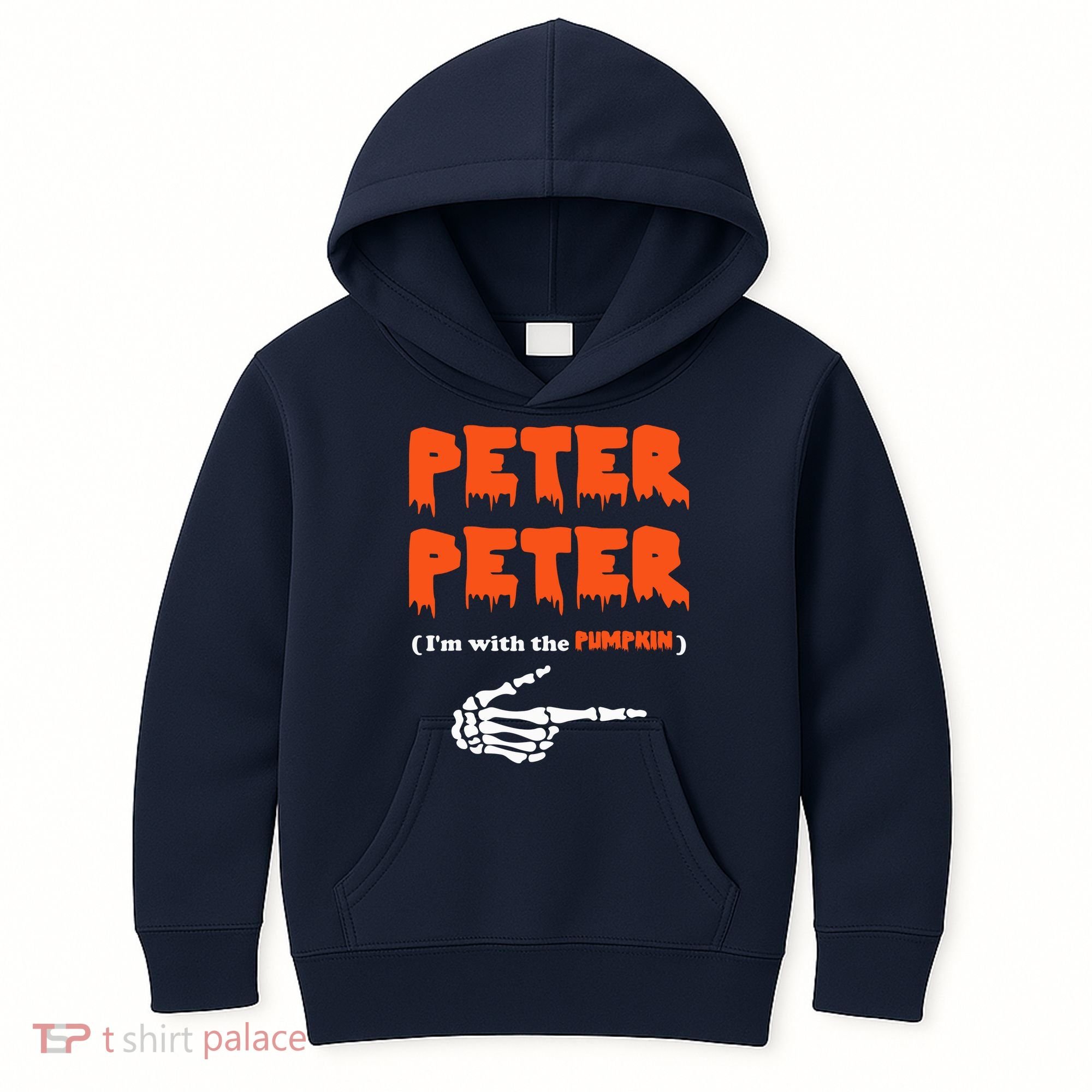 Peter Peter I'm With The Pumpkin Skeleton Halloween Kids Hoodie