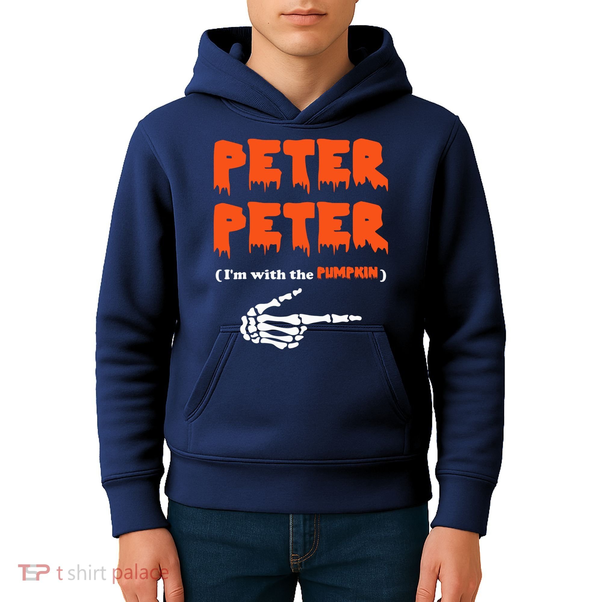 Peter Peter I'm With The Pumpkin Skeleton Halloween Kids Hoodie