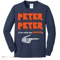 Peter Peter I'm With The Pumpkin Skeleton Halloween Kids Long Sleeve Shirt thumb 0