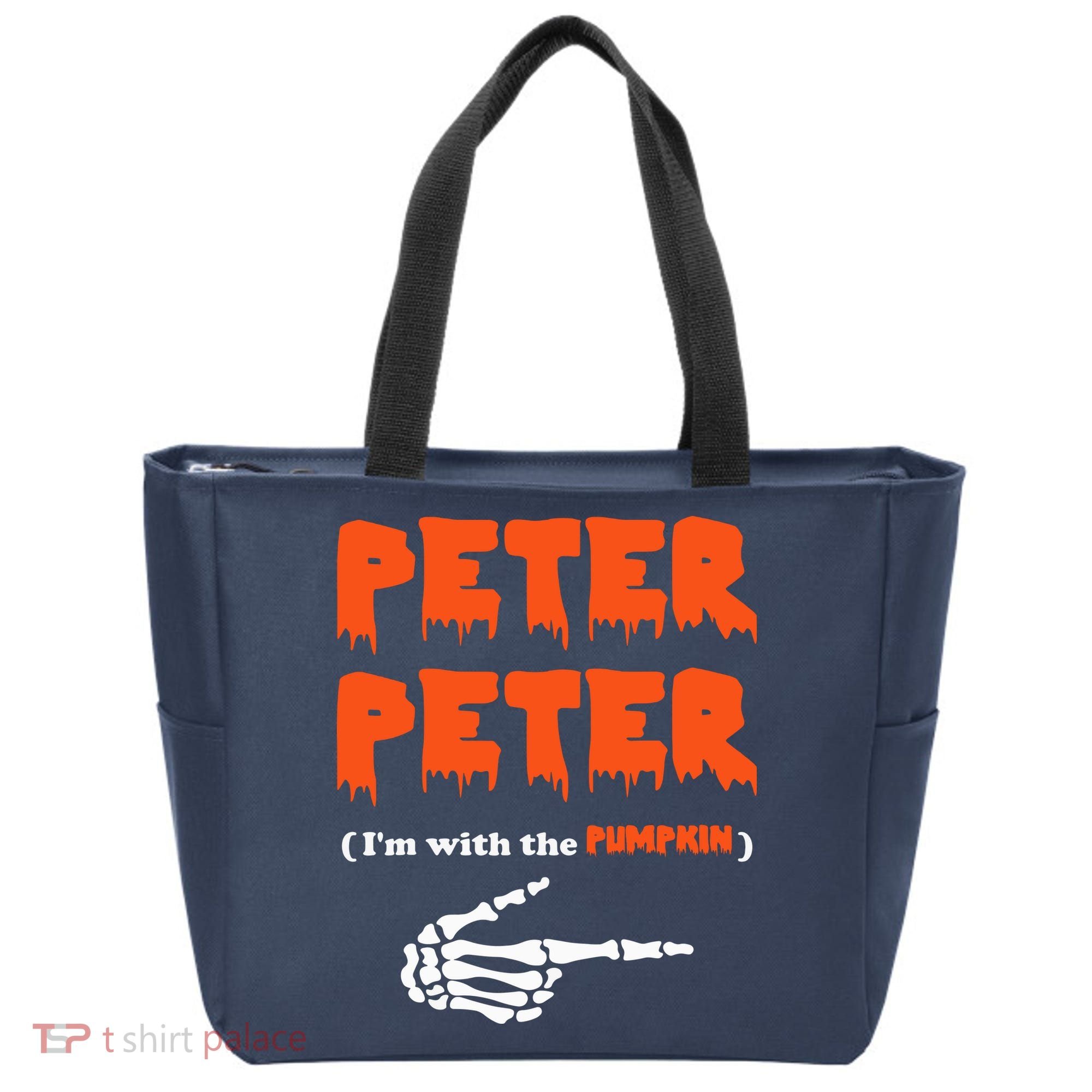 Peter Peter I'm With The Pumpkin Skeleton Halloween Tote Bag