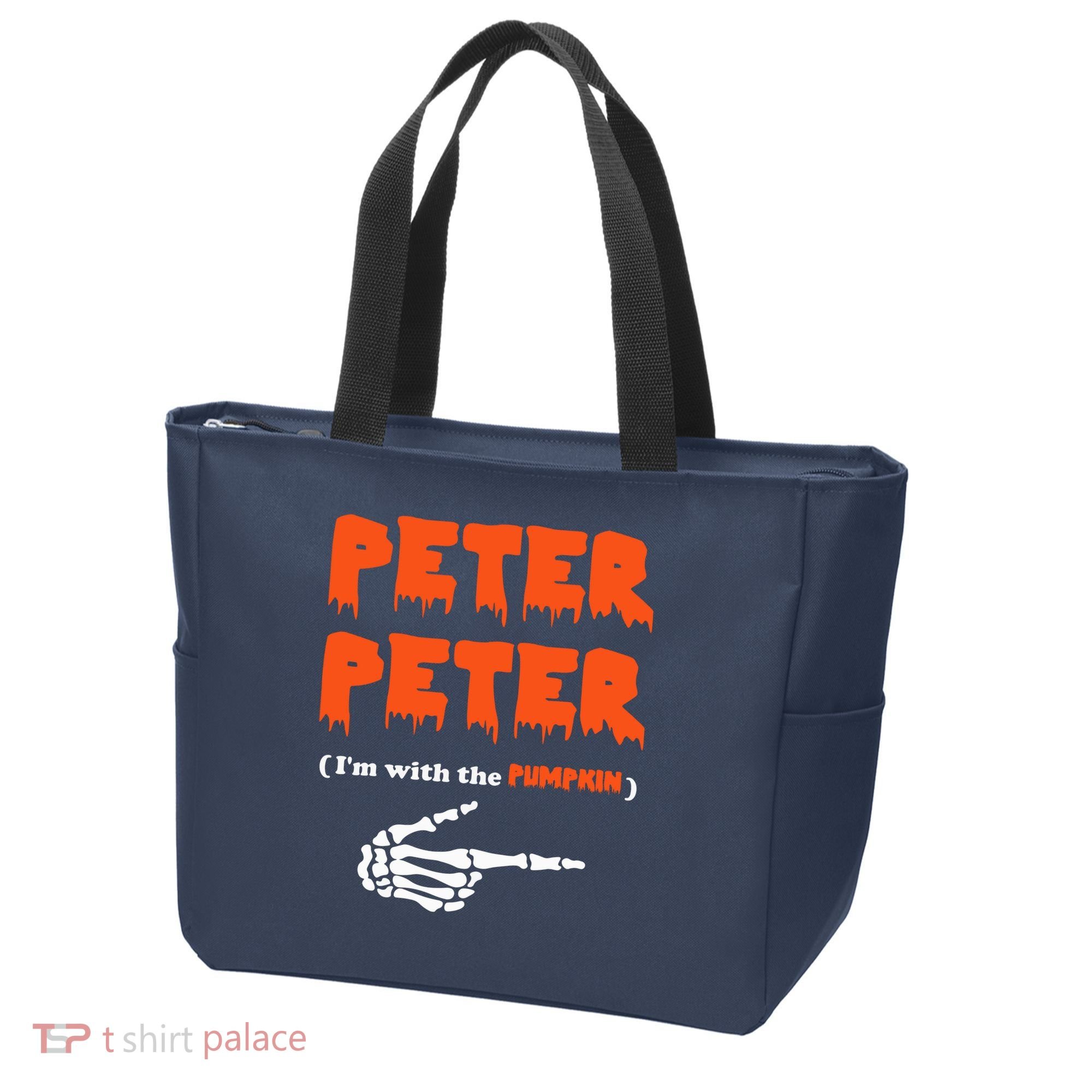 Peter Peter I'm With The Pumpkin Skeleton Halloween Tote Bag